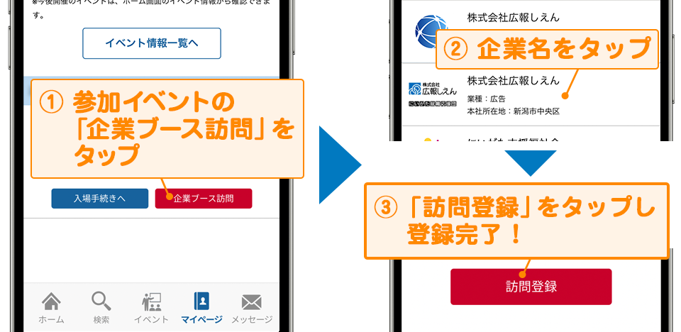 企業ブースを自由に訪問